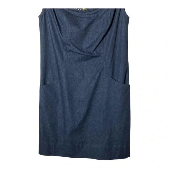 1848. DRESSBARN BEJEWELED MINI LENGTH DRESS CAP SLEEVES SIZE 8 CHAMBRAY MATERIAL - Picture 4 of 10